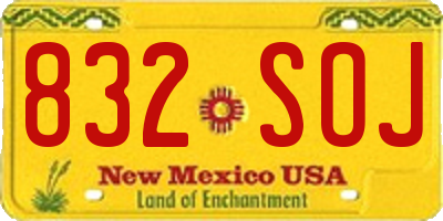 NM license plate 832SOJ
