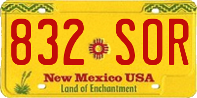 NM license plate 832SOR