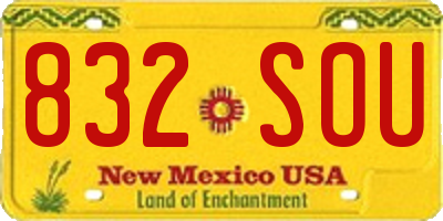 NM license plate 832SOU