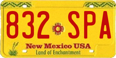 NM license plate 832SPA