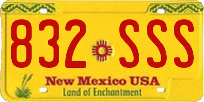NM license plate 832SSS