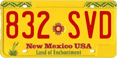 NM license plate 832SVD