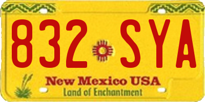 NM license plate 832SYA