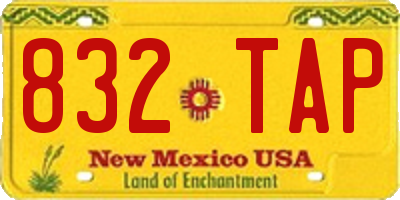 NM license plate 832TAP