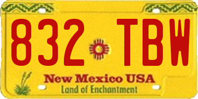 NM license plate 832TBW