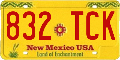 NM license plate 832TCK