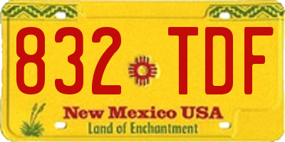 NM license plate 832TDF