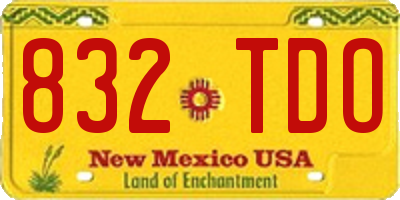 NM license plate 832TDO