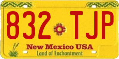 NM license plate 832TJP