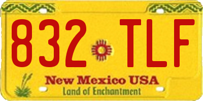 NM license plate 832TLF