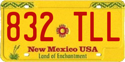 NM license plate 832TLL