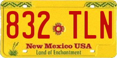NM license plate 832TLN
