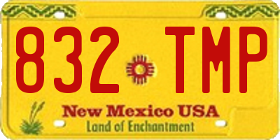 NM license plate 832TMP