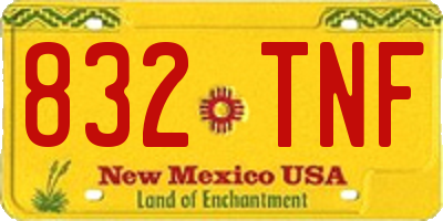 NM license plate 832TNF