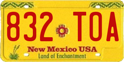 NM license plate 832TOA