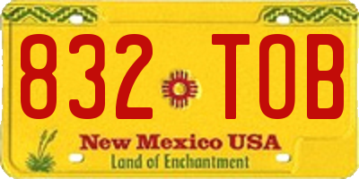 NM license plate 832TOB