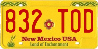 NM license plate 832TOD