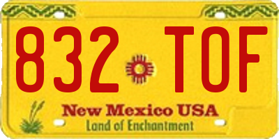 NM license plate 832TOF