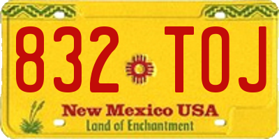 NM license plate 832TOJ