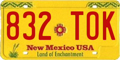 NM license plate 832TOK