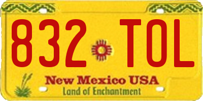 NM license plate 832TOL