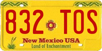NM license plate 832TOS