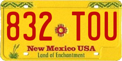 NM license plate 832TOU