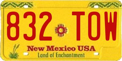 NM license plate 832TOW