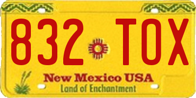 NM license plate 832TOX