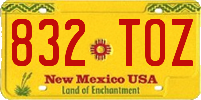 NM license plate 832TOZ