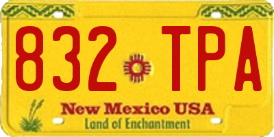 NM license plate 832TPA