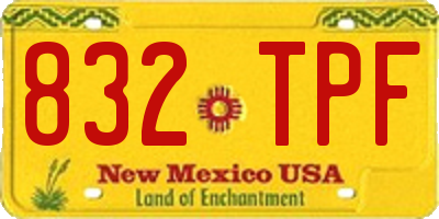 NM license plate 832TPF