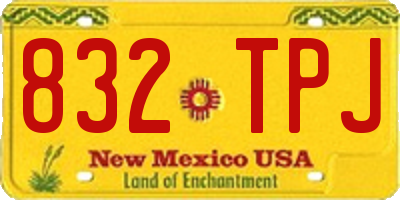 NM license plate 832TPJ