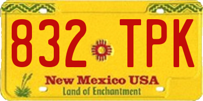 NM license plate 832TPK