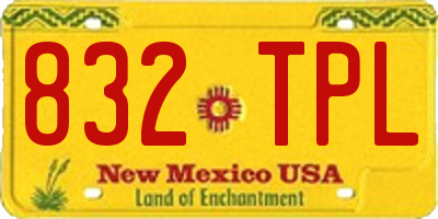 NM license plate 832TPL