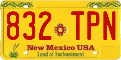 NM license plate 832TPN