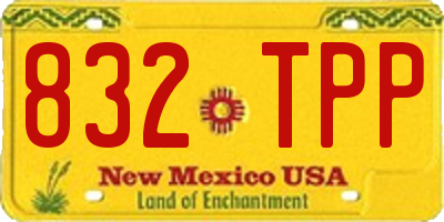 NM license plate 832TPP