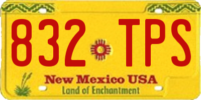 NM license plate 832TPS