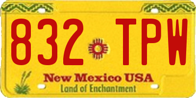 NM license plate 832TPW