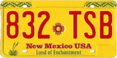 NM license plate 832TSB