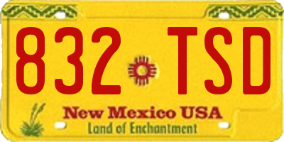 NM license plate 832TSD