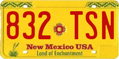 NM license plate 832TSN