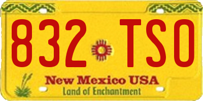 NM license plate 832TSO