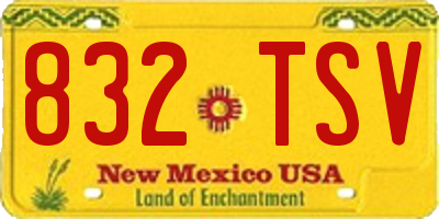 NM license plate 832TSV