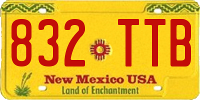 NM license plate 832TTB