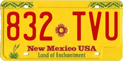 NM license plate 832TVU