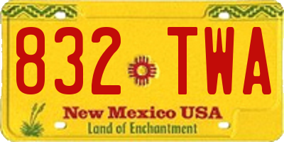 NM license plate 832TWA