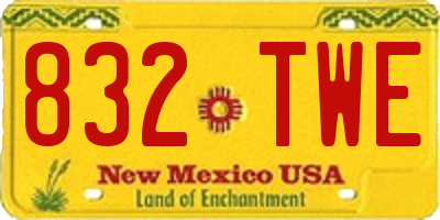 NM license plate 832TWE