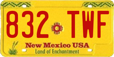 NM license plate 832TWF