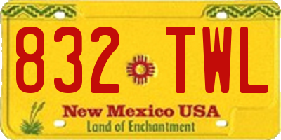 NM license plate 832TWL